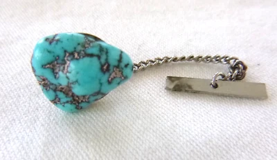 Vintage Artisan Asymmetrical Turquoise Nugget Tie Tack Pin - Image 1 of 4