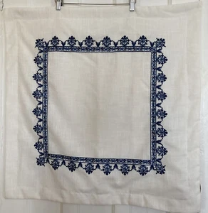 Madison Park Euro Sham Indigo Sky Ivory Blue Embroidered Pillow Cover 26 x 26" - Picture 1 of 12