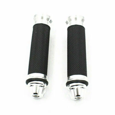 Empuñaduras de manillar universales plateadas de 7/8"" 22 mm para Harley Kawasaki BMW Foto 1 de 4