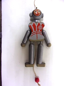 Rare 1960s Wooden Crib String Pull Toy Apollo Spaceman Made in Austria - Picture 1 of 4