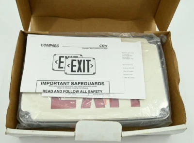 COMPASS LIFE SAFETY BY HUBBELL LIGHTING, INC. Compass CEWSRE-WM Red LED Emergency Exit Wet Location Single-Face Battery Backup