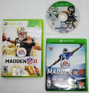 LOT of 3 Madden NFL 11, 15, 16 (Microsoft Xbox One & 360) Authentic Tested Mint! - Picture 1 of 18