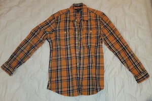 Camisa de franela Eddie Bauer manga larga algodón azul/naranja a cuadros para hombre grande L - Imagen 1 de 10