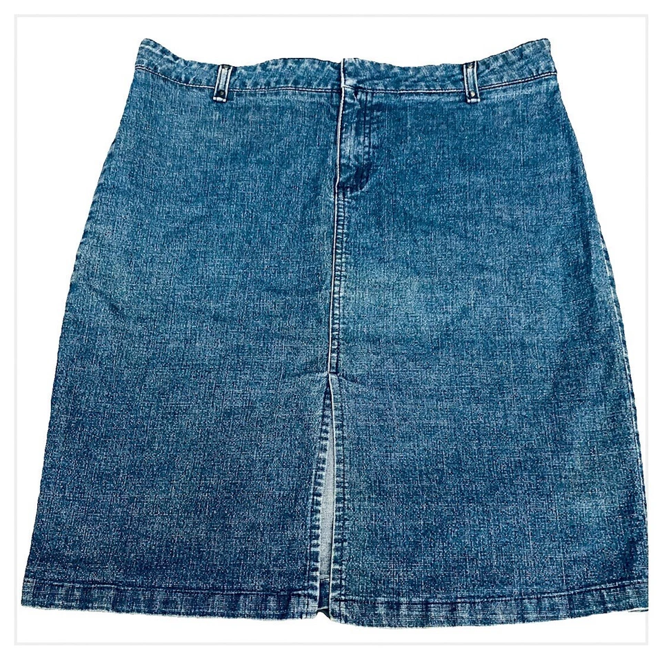 HURLEY темно стирка спереди разрез молнии и кнопка открытия эластичный Jean юбка размер 8 - Изображение 1 из 4