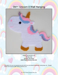Unicorn 4 Wall Hanging-Plastic Canvas Pattern or Kit - Picture 1 of 1