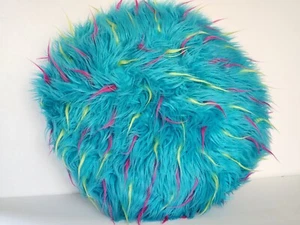 Throw Pillow Teal Purple Yellow Faux Fur Rnd looks like Sully from Monsters inc - Picture 1 of 5