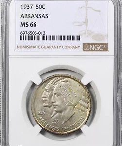 1937 MS66 Arkansas Commemorative Half Dollar NGC Mint State 66 ** Free Shipping! - Picture 1 of 3