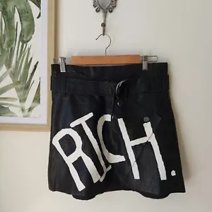 Zara PU Faux Leather Skirt w Belt Black RICH Sz M Mini Extravagant Party Cute - Picture 1 of 4