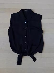 THEORY Black Silk Pockets Top Shirt P - Picture 1 of 3