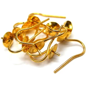 10 x Rolled Gold RG Cup and Peg Earring Ear Wires + Bead Jewellery - FE33 - Picture 1 of 3