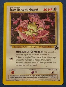 Pokemon Team Rocket's Meowth 18 Black Star Promo De colección WOTC CASI NUEVO N88 - Imagen 1 de 2