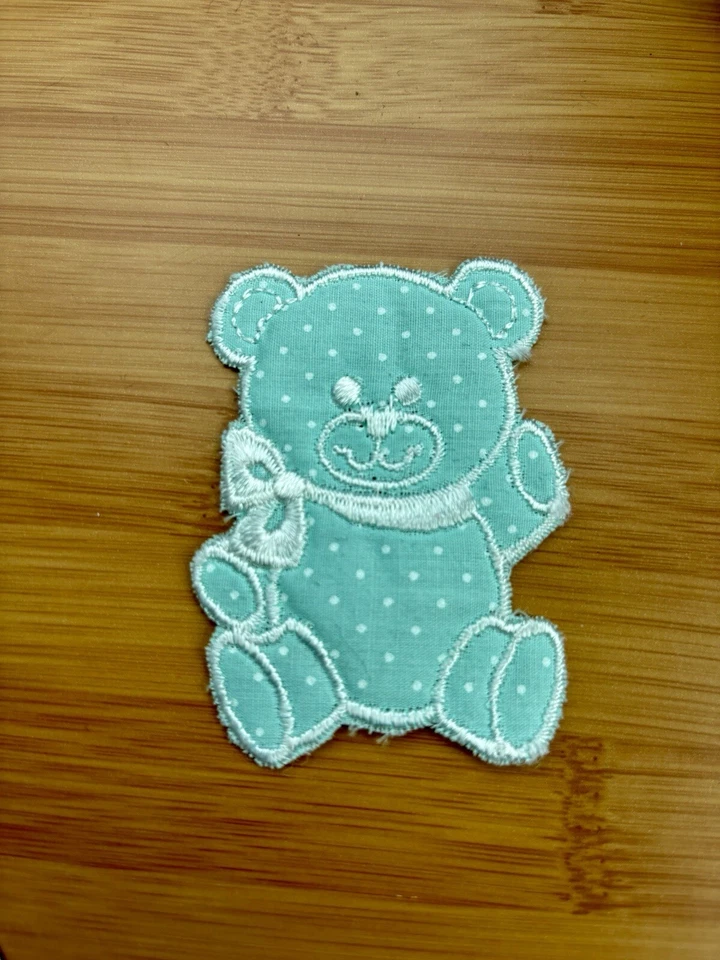 Vintage Teddy Bear 🧸 Blue Patch For Blanket Shirt Kids Baby Pillow 70s Cute Sew - Image 1 of 4