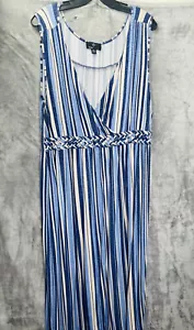 Ronni Nicole Women's Maxi Dress Size XL Blue Striped V-Neck Long Sundress - Picture 1 of 7