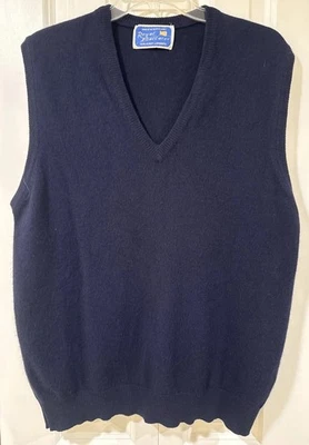 Chaleco Suéter Vintage Ballanter Cachemira Para Hombre Grande Cuello en V Azul Marino Clásico Escocia Foto 1 de 4