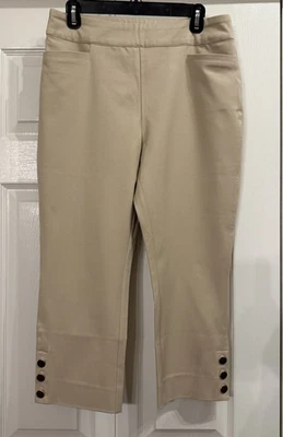 SOFT SURROUNDINGS WOMEN’S SUPERLA STRETCH PULL-ON CROP PANTS KHAKI SIZE PM - Image 1 of 4