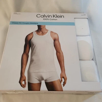Calvin Klein 3 Pack 100% Cotton Classic Fit Tank Size M.New&Sealed.See Condition - Image 1 of 4