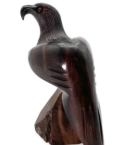 Hand Carved Ironwood Eagle Bird of Prey Sculpture 6.5"" Nature Rustic Cabin Wood - Picture 1 of 10