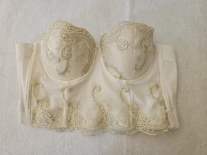 Love J Trägerloser Bustier BH Elfenbein Gold Spitze Medium M Gepolstert Bügel Korsett - Bild 1 von 4