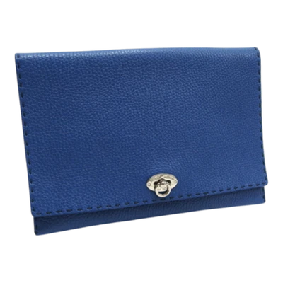 FENDI Selleria Alda 326 Clutch Bag Blue Leather - Image 1 of 4
