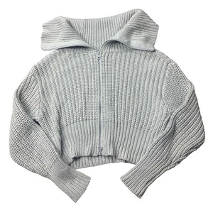 Aerie grau Grobstrick Reißverschluss vorne Cropped Pullover Damen M gemütlich Freizeit - Bild 1 von 8