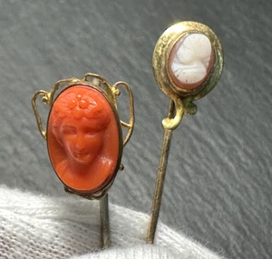 ZWEI VINTAGE CAMEO STICK PINS H736 - Bild 1 von 14