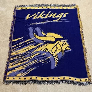 Vintage NFL Minnesota Vikings Woven Blanket Throw Tapestry Football - Picture 1 of 7