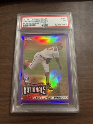 2010 Topps Chrome Stephen Strasburg Purple Refractor PSA 7  - Image 1 of 2