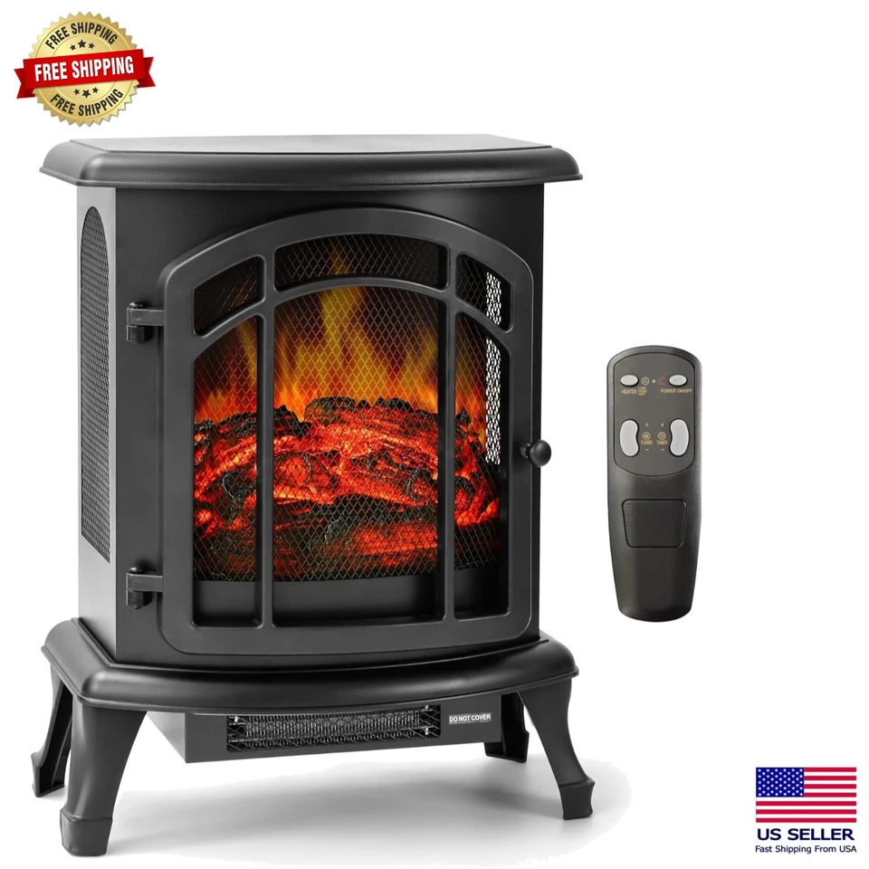 FLAME&SHADE EFSXB17C Electric Fireplace Stove Indoor 24 Inch Freestanding