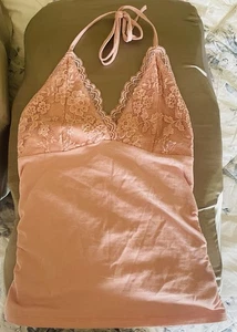 Camiseta sin mangas Shein Baby rosa Y2k ribete de encaje talla S delicada chica - Imagen 1 de 3