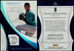 2017 Immaculate FELIX HERNANDEZ BUTTON Relic 4/5 Blue SSP GAME-Worn - Picture 1 of 3