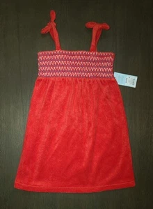 NEW GIRLS CAT & JACK RED TERRY SWIMSUIT COVER UP DRESS SIZE XS 4-5  - Picture 1 of 3