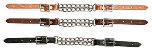 Showman Adjustable Leather Curb Strap w/ Double Chain - Picture 1 of 5