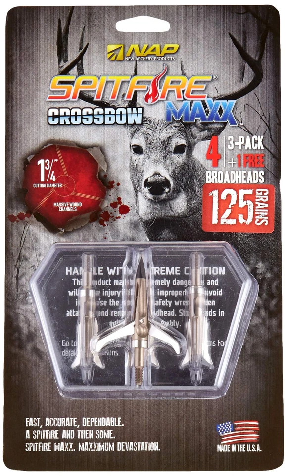 Nap Spitfire Crossbow Maxx 125 X-bow TT 4 PC Broadheads