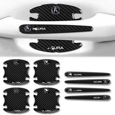 8PCS For Acura Carbon Fiber Car Door Handle Bowl Film Protector Accessories - Image 1 of 4