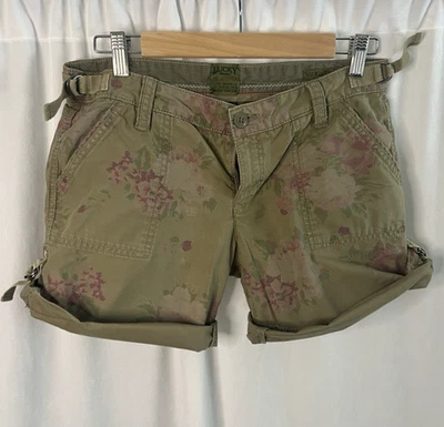 Lucky Brand Mid Rise Floral Utility shorts Khaki Green 27 - Image 1 of 4