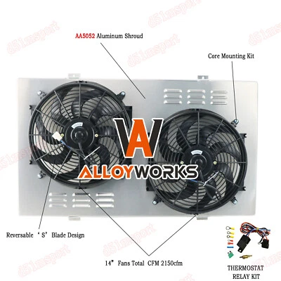 Aluminum Radiator Shroud Kit For 1988-2000 Chevy/GMC C/K 2500 3500 Sierra 7.4L Foto 1 de 4