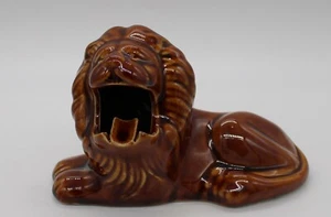 Vintage Lion Cigarette Holder Ashtray Ceramic - Roaring Lion Laying 3.5" Tall - Picture 1 of 9