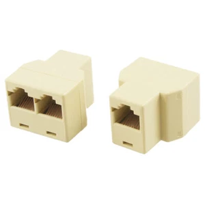 2 Stück Khaki 3 Wege RJ45 LAN Netzwerk Ethernet Splitter Verbindungs - Picture 1 of 1