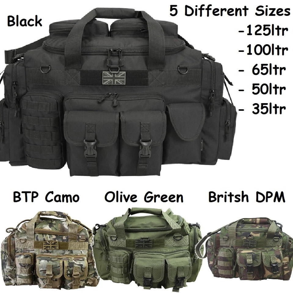 KombatUK MOLLE Multi Zip Pockets Shoulder Strap & Carry Handle Bag Saxon Holdall - Image 1 of 4