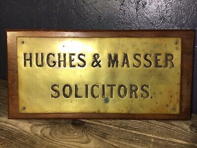 Brass Sign Plaque ‘Hughes & Masser Solicitors’. • 39.02$
