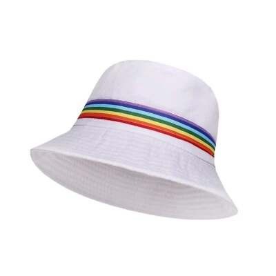 TaB bucket summer hat with rainbow stropes white black hats 58 - 59 cm - Image 1 of 4