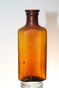 ATLANTA GA W P SMITH MEDICINE BOTTLE AMBER 4 3/8'' .. - Picture 1 of 8