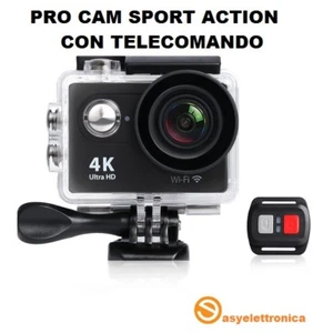 PRO CAM SPORTS ACTION CAMERA 4K WIFI ULTRA HD 16MP VIDEOCAMERA TELECOMANDO MOTO - Foto 1 di 9