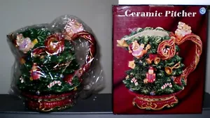NEW Hand Painted Ceramic Decorated Christmas Tree Pitcher. - Picture 1 of 4