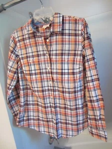 NWT women's long sleeve plaid shirts St. John's Bay Size M bright colors - Picture 1 of 13