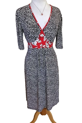 SAINT TROPEZ WEST - VINTAGE 1950'S STYLE BLACK WHITE RED POLKA DOT DRESS - SZ S Foto 1 de 4