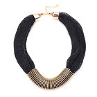 Women's Fashion Jewelry Black And Gold Chunky Collar Statement Necklace