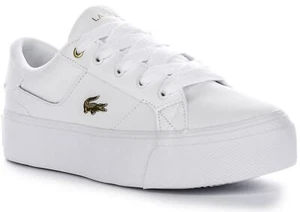 Lacoste Ziane Plataforma CFA Cuero Liso Zapatilla Blanca Dorada Mujeres UK 3 - 8 - Imagen 1 de 6