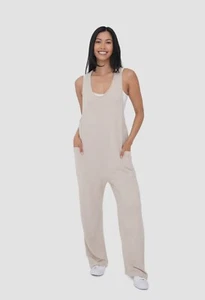 MONO B Mineral-Washed Lounge Jumpsuit All Cotton Size S - Picture 1 of 5