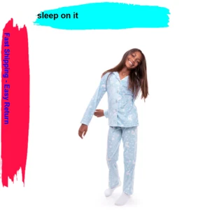 Sleep On It Girls 2-Piece Set Fleece Coat Pajama Polyester Blue size M (10-12). - Picture 1 of 4